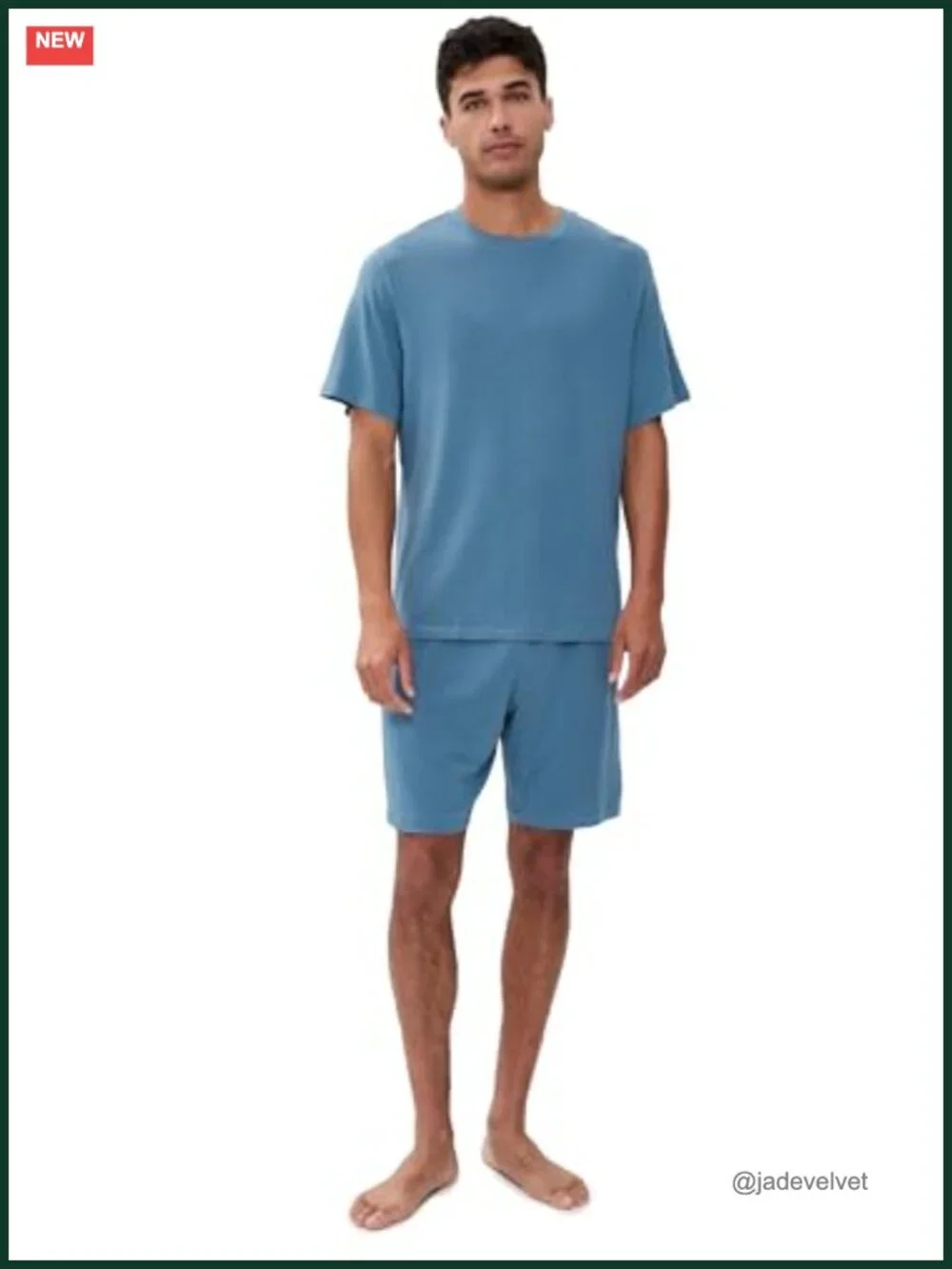 Men's Short Sleeve Crew Neck Pajama Set, Modal High Stretch, Lightweight